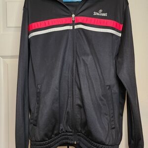 Spalding Black Track Jacket with Red and Gray Stripes